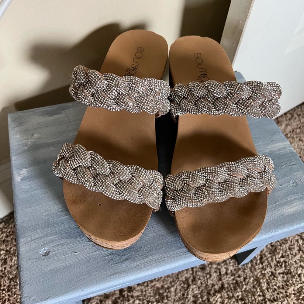 Silver Crystal Braided Women's Corkys Sandals